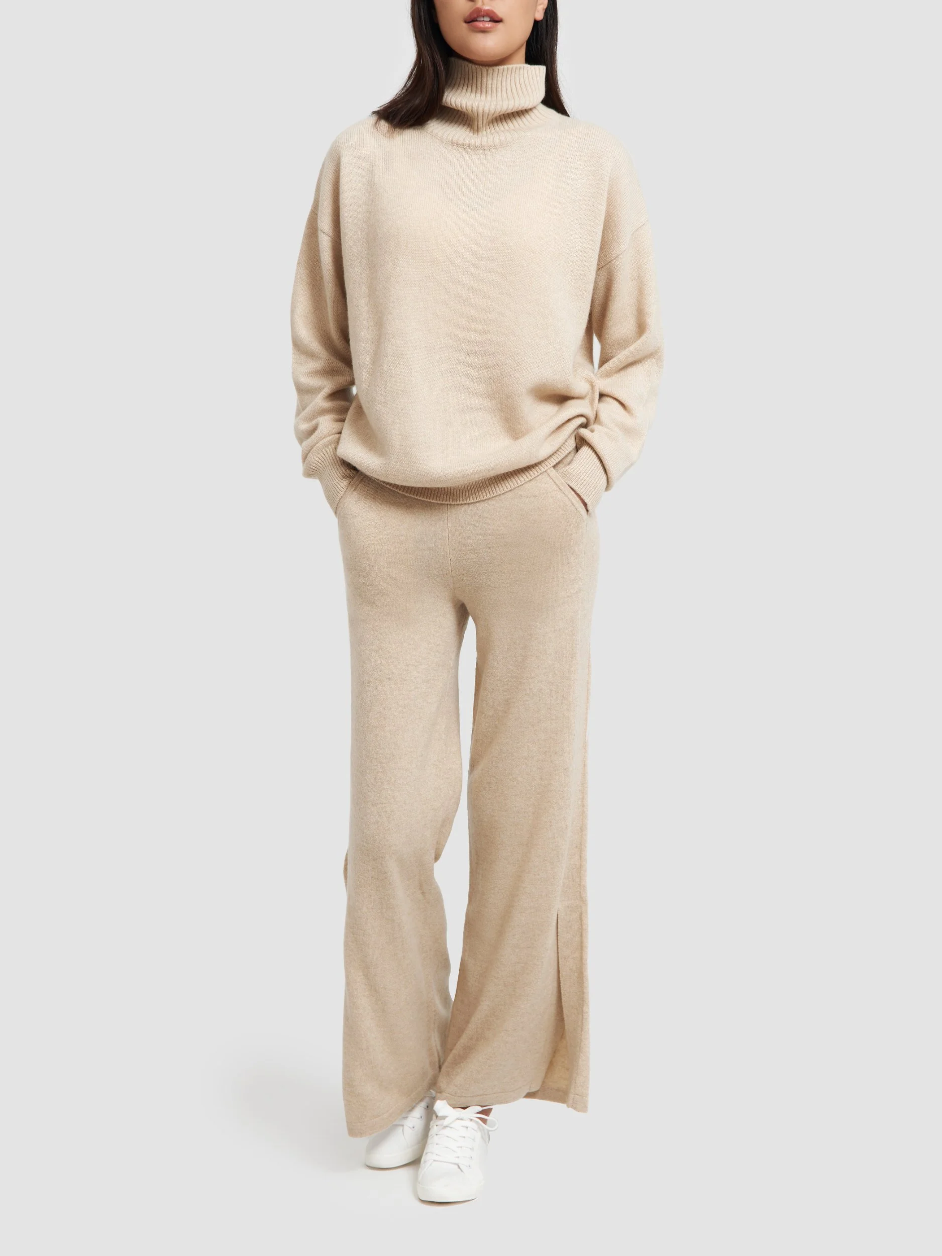 【関税&送料込み】ChloAC Wool Knitted Trousers Sweater wide leg trousers knitwear pants High-waisted